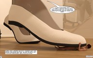 gentle size_difference blonde comic glasses shoes stockings domination story nurse foot_crush legs uniform nylons foot_play shrunken_man captions under_foot imminent_crush digital_render aaabbbzzz