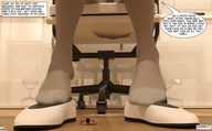 gentle size_difference blonde comic glasses shoes stockings domination story nurse foot_crush legs uniform nylons foot_play shrunken_man captions under_foot imminent_crush digital_render aaabbbzzz