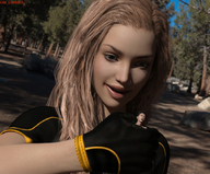 blonde handheld gloves shrunken_man hand_crush looking_at_tiny digital_render giantess_lover45