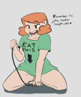drawing giantess micro color pubic_hair domination red_hair kneeling leash pinned sam submission looking_at_tiny sihagen samuel
