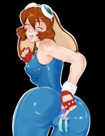 drawing giantess color bunny_ears brunette waku_waku_7 anal_insertion shrunken_man cruel goggles no_background arina_makihara skintight_clothing slash_(ww7) azureloom