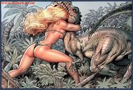 giantess sexy swimsuit dinosaur fighting