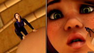 green_eyes lips elf shrunken_woman close_up voluptuous freckles digital_render worried opal ashkiiwolf