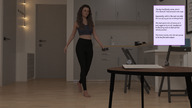male barefoot story shrunken_woman looking_down looking_up indoors dialogue digital_render lulululu2
