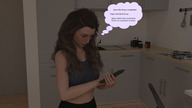 male barefoot story shrunken_woman looking_down looking_up indoors dialogue digital_render lulululu2