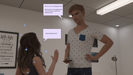 male barefoot story shrunken_woman looking_down looking_up indoors dialogue digital_render lulululu2