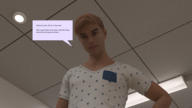male barefoot story shrunken_woman looking_down looking_up indoors dialogue digital_render lulululu2