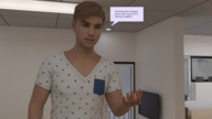 male barefoot story shrunken_woman looking_down looking_up indoors dialogue digital_render lulululu2