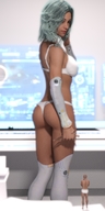 panties blonde long_hair butt handheld bra underwear shrunken_men standing looking_back digital_render daniel3gp