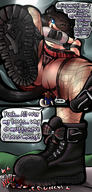 drawing crush panties upskirt black_hair color blue_eyes skirt blood punk low_angle gore boots shrunken_man teasing cruel boot cat_girl shoe_crush june miniskirt mspaintgts