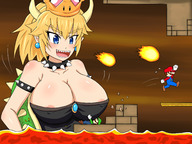 breasts drawing nipples color mario breast_crush fire lava bowser luigi video_game super_mario_bros gender_bender bowsette fire_ball turtle_shell super_crown