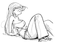 drawing giantess monochrome clothed anime ducky shrunken_men surprise
