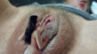 gentle collage nude pussy masturbation black_hair long_hair clit pubic_hair lesbians shrunken_woman looking_back labia up_close