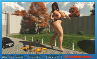 bikini nipples giantess nude long_hair barefoot huge_breasts brunette navel walking standing vehicles nyom87 digital_render