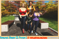 blonde long_hair butt clothed high_heels huge_breasts story amazon giantesses ponytails standing size_comparison nyom87 digital_render