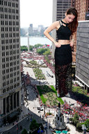 giantess collage city brunette looking_down crowds