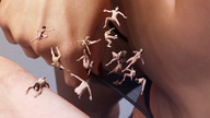 breasts nipples insertion micro nude panties long_hair butt handheld brunette domination group shrunken_woman shrunken_man entrapment falling screaming digital_render lfcfan katie