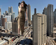 giantess collage city brunette looking_down sunglasses vehicles lowerrider