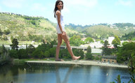giantess collage barefoot water brunette forest looking_at_viewer raised_foot imminent_crush lowerrider