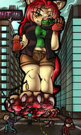 drawing giantess crush furry city color destruction claws rampage blood red_hair gore foot_crush cruel cat_girl sniffing crowds mspaintgts catey