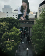 giantess collage asian rain crouching looking_at_viewer crowds kyojingirls