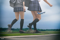 giantess collage skirt asian airplane walking giantesses airport kyojingirls