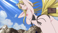 breasts drawing giantess nude tail blonde color long_hair swimsuit anime cat_ears topless anal_insertion cat_girl