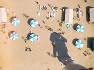giantess collage beach barefoot shadow onlookers point_of_view umbrellas kyojingirls