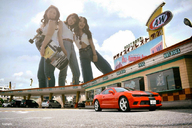 giantess collage destruction asian sunglasses giantesses looking_at_viewer skateboard restaurant kyojingirls