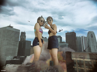 giantess collage city destruction helicopter asian sunglasses giantesses cellphone kyojingirls