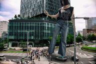 giantess collage city brunette asian streets pedestrians kyojingirls pedestrian_crossing