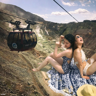 giantess collage swimsuit barefoot brunette asian sunglasses giantesses cable_car kyojingirls