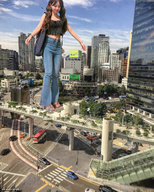 giantess collage city brunette asian looking_down vehicles kyojingirls