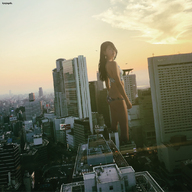 giantess collage city swimsuit helicopter brunette asian looking_back kyojingirls