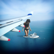 giantess collage swimsuit water brunette asian looking_down aerial_view kyojingirls