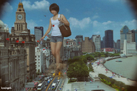 giantess collage city destruction brunette asian walking kyojingirls