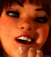 feet mouth teeth toes elf shrunken_man close_up dangle emma freckles digital_render ashkiiwolf