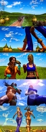 giantess blonde long_hair butt clothed barefoot cleavage brunette military ponytail boots muscles walking giantesses leotard tents marching warhammer digital_render seven_deadly_sins bare_midriff johnnyscribe matrona_(nanatsu_no_taizai) diane_(seven_deadly_sins)