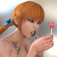 nude vore butt blue_eyes domination red_hair bondage shrunken_woman ponytails tattoo sucker sayju