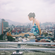 giantess collage city barefoot brunette asian sitting shipping_containers kyojingirls shipping_terminal