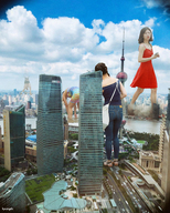 giantess collage city black_hair destruction multiple_sizes asian giantesses kyojingirls