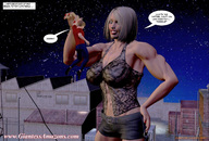 giantess buildings muscles ilayhu between_fingers dialogue looking_at_tiny digital_render