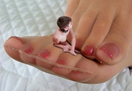 collage toes domination slave nylons collar shrunken_man naked_man pedicure trapped_between_feet up_close msku