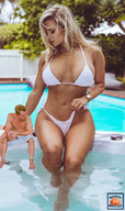 bikini gentle collage blonde long_hair barefoot cleavage sitting navel shrunken_man squeezemeflat whirlpool