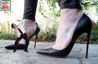 collage feet high_heels scared shrunken_man outdoors squeezemeflat sidewalk