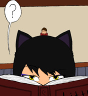 drawing black_hair color shrunken_man cat_girl blake reading rwby casualgts