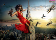 giantess collage destruction clothed cleavage high_heels buildings brunette domination dress king_kong new_york_city chrysler_building biplanes vkristovan