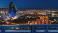 giantess collage city toes barefoot buildings legs night looking_at_viewer city_lights evening_sky loryelle