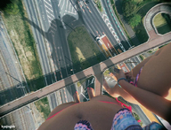 bikini giantess collage barefoot navel shadow looking_down highway women point_of_view kyojingirls