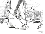 drawing giantess monochrome barefoot sketch rope onlookers cathedral theborrowergts